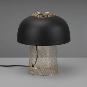 Reality Leuchten Stolová lampa Punch, čierna/mosadz, Ø 25 cm, Spálňa, železo, E27, 25W, K: 28cm
