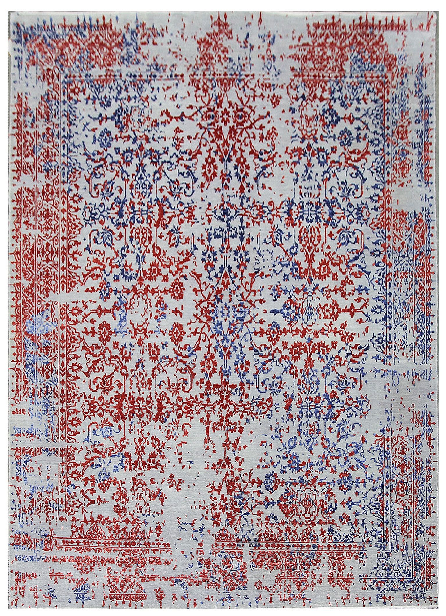 Diamond Carpets koberce Ručne viazaný kusový koberec Diamond DC-JKM Silver / blue-red - 120x170 cm