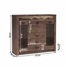 Komoda s vitrínami, jaseň tmavý, INFINITY 08