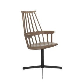 Kartell - Stolička Comback Swivel Base, hnedá