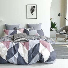 DomTextilu Obojstranné bavlnené posteľné obliečky sivo ružové 3 časti: 1ks 160 cmx200 + 2ks 70 cmx80 Sivá 40698-185850