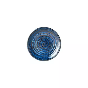 Modrý keramický tanier Mij Copper Swirl, ø 20 cm