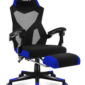 DomTextilu Ergonomické herné modré kreslo s opierkou nôh COMBAT 3.0 51605