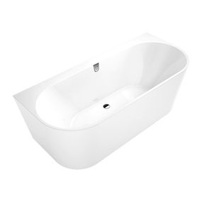 Villeroy & Boch OBERON 2.0 Duo - Vaňa 1800x800mm Quaryl® pre pristavenie ku stene, vrátane odpadu a prepadu, biela Alpin UBQ180OBR9CD00V-01