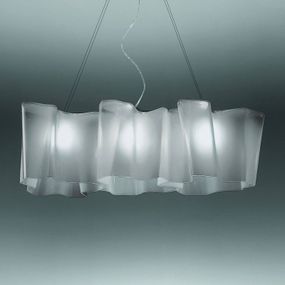 Artemide Záv. lampa Logico 3pl dĺžka 100 cm sivá, Obývacia izba / jedáleň, kov, sklo, E27, 116W, P: 100 cm, L: 40 cm, K: 31cm