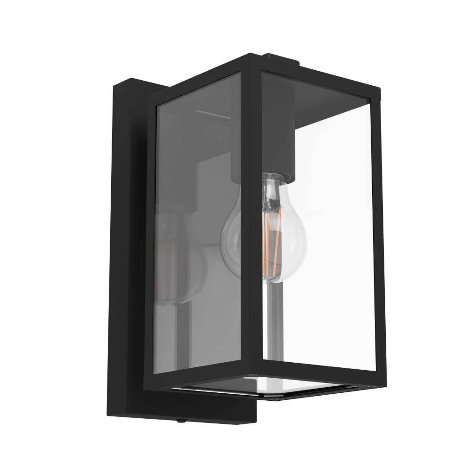 EGLO Budrone vonkajšie svietidlo, čierna/číra, oceľ, sklo, E27, 40W, L: 12 cm, K: 27cm