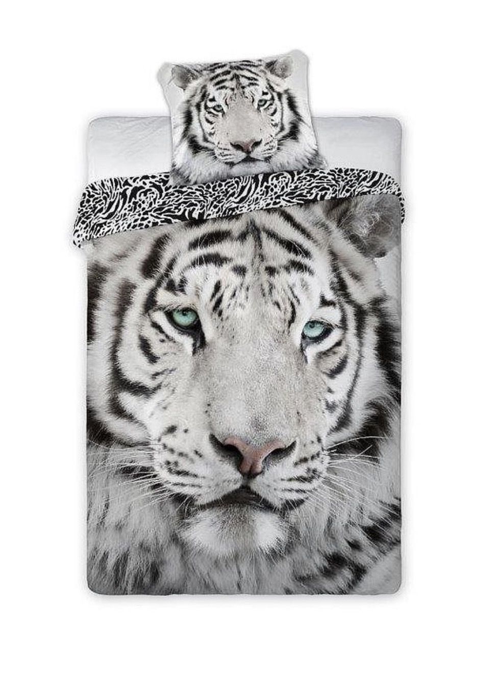 Obliečky bavlnené Deluxe 3D 200x140cm+90x70cm Tiger biely Faro