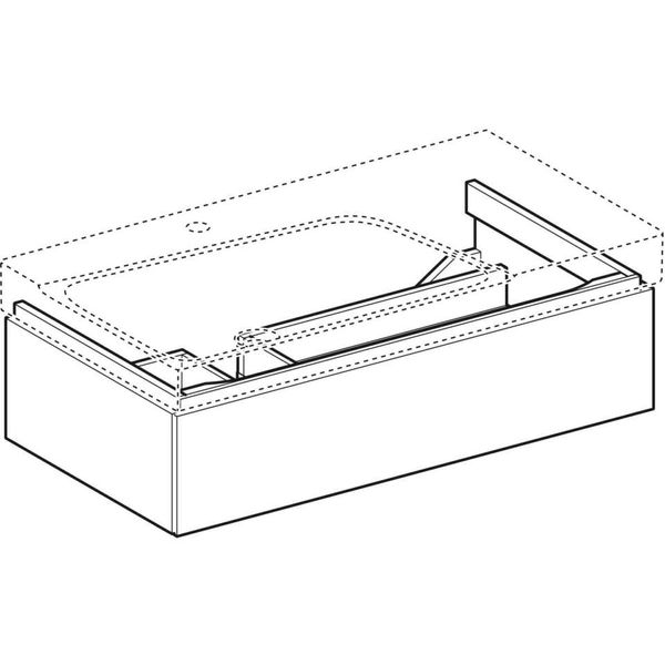 Geberit Xeno 2 - Skrinka pod umývadlo 900 mm, s odkladacou plochou, zásuvka s LED svietidlom, sivá 500.513.43.1