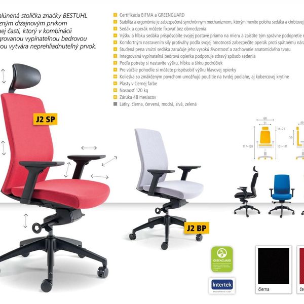 OFFICE PRO bestuhl -  OFFICE PRO bestuhl Kancelárska stolička J2 BLACK BP modrá