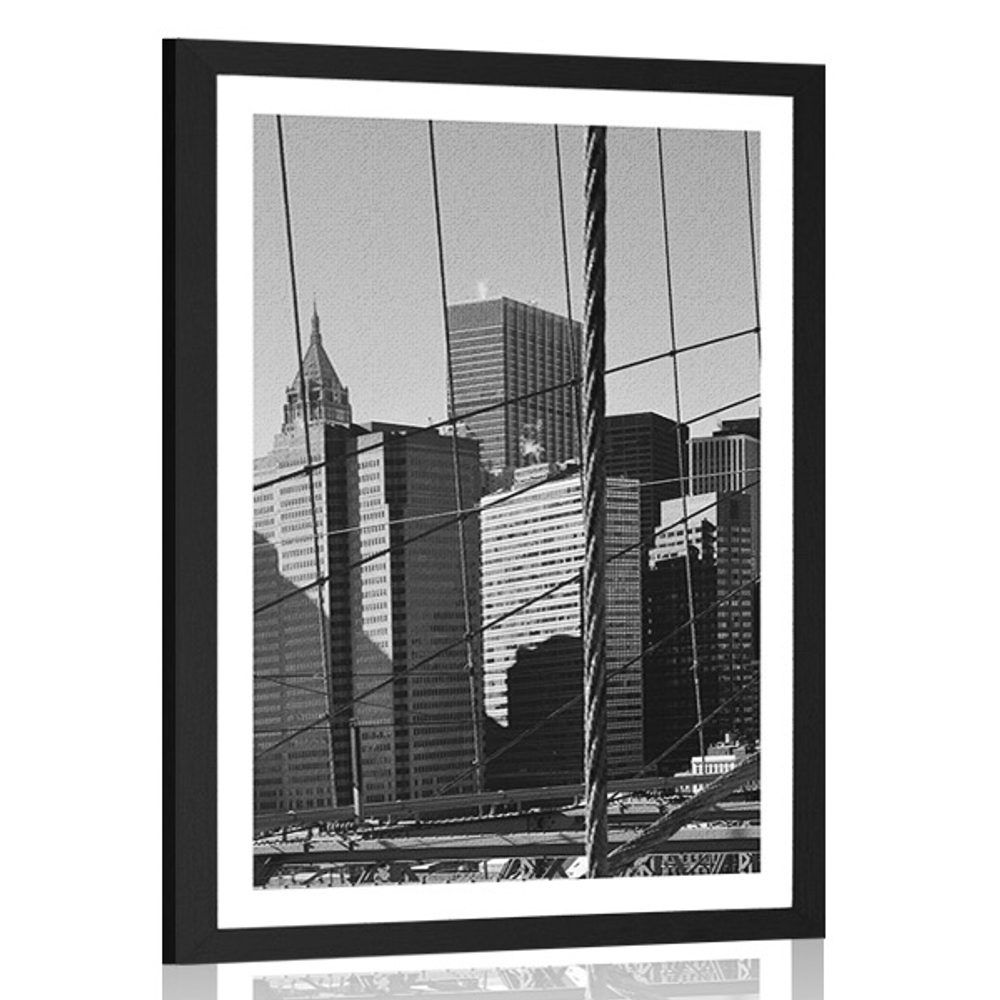 Plagát s paspartou Manhattan v čiernobielom prevedení - 20x30 silver