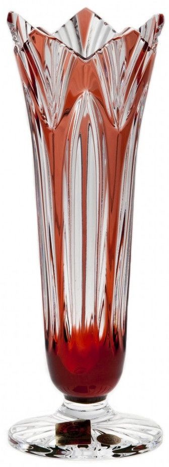 Krištáľová váza Lotos, farba rubínová, výška 175 mm