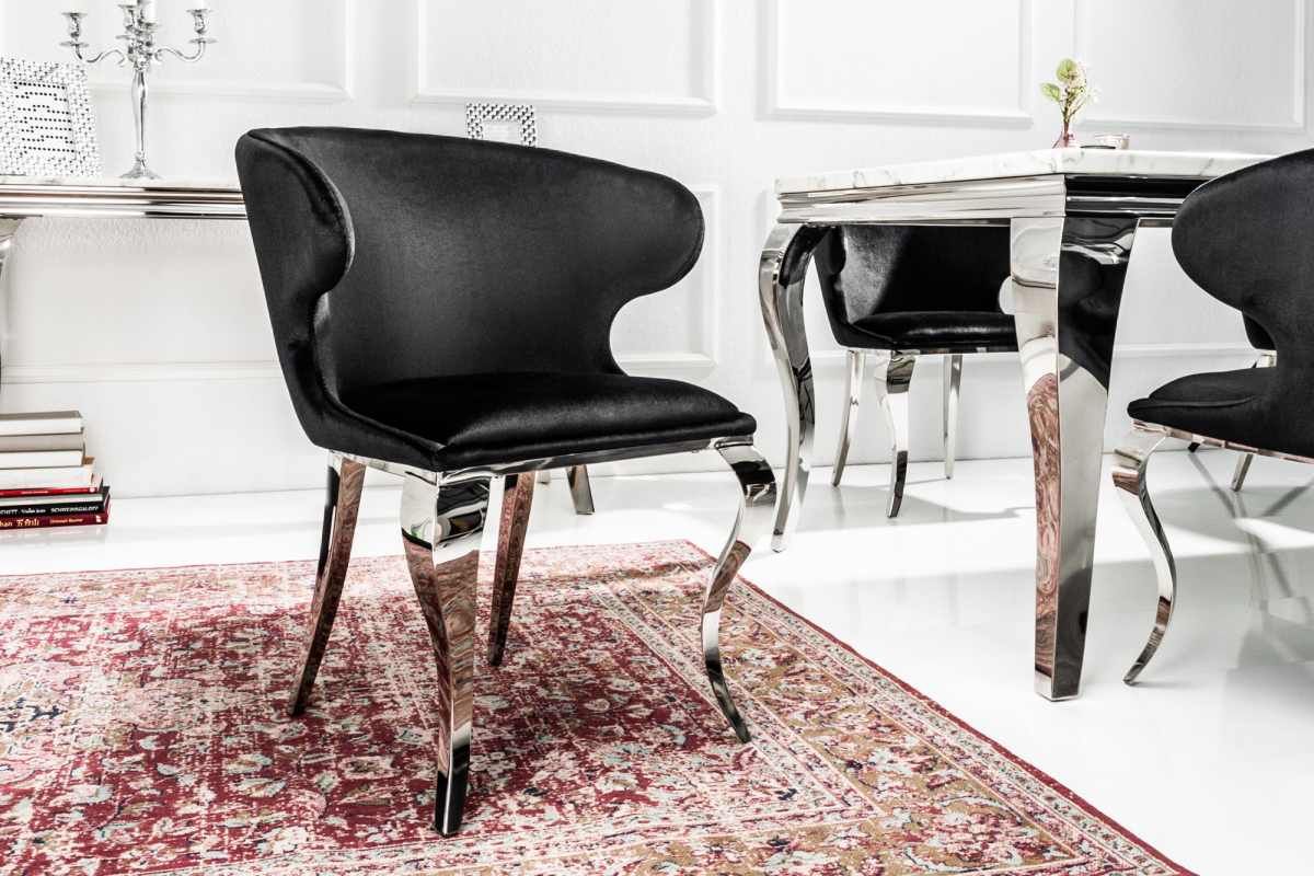 LuxD 20683 Dizajnová stolička Rococo II čierny zamat