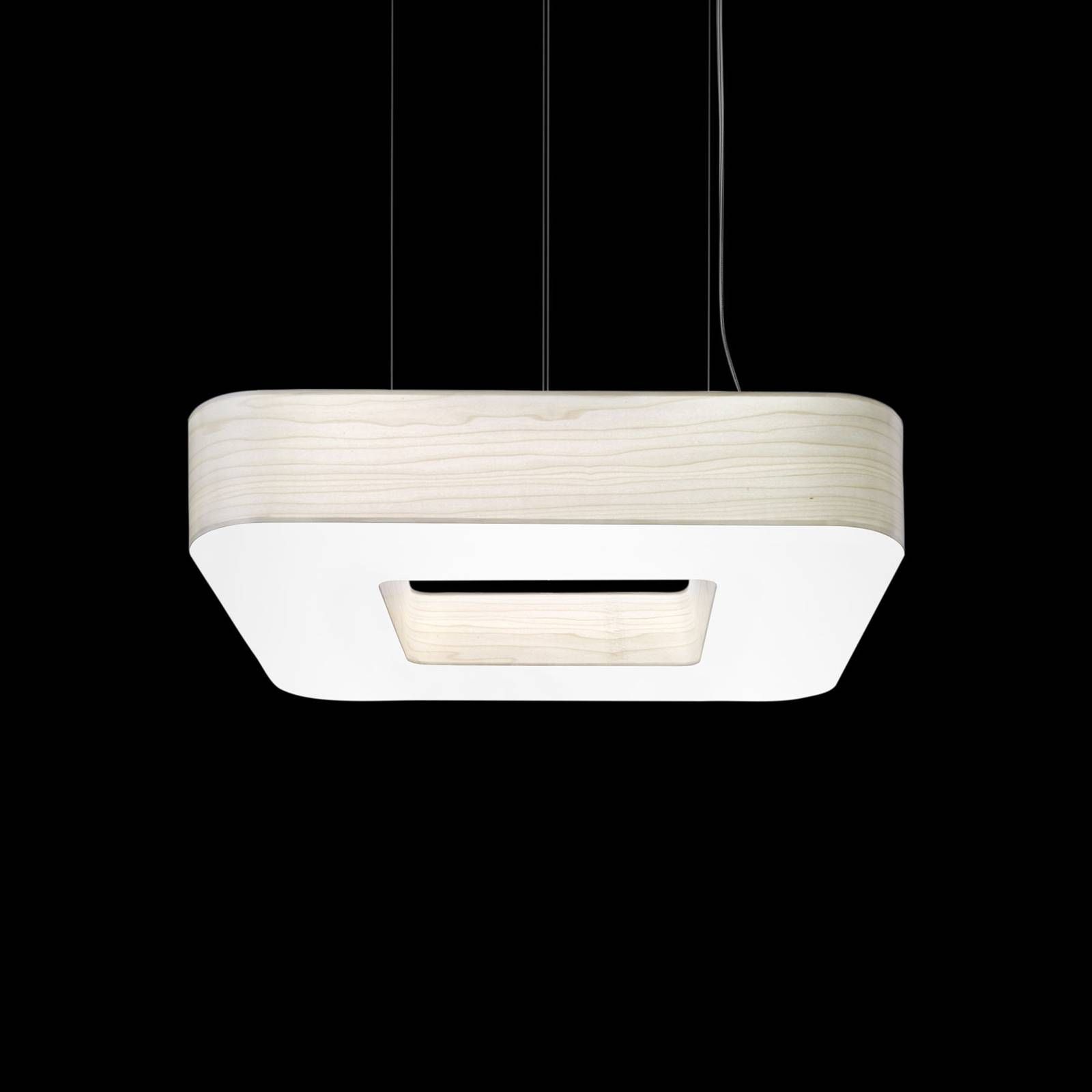 LZF LamPS Cuad závesné LED 0-10V stmievateľné, slonovina, Obývacia izba / jedáleň, drevená dyha, plast, kov, 50W, P: 70 cm, L: 70 cm, K: 12cm
