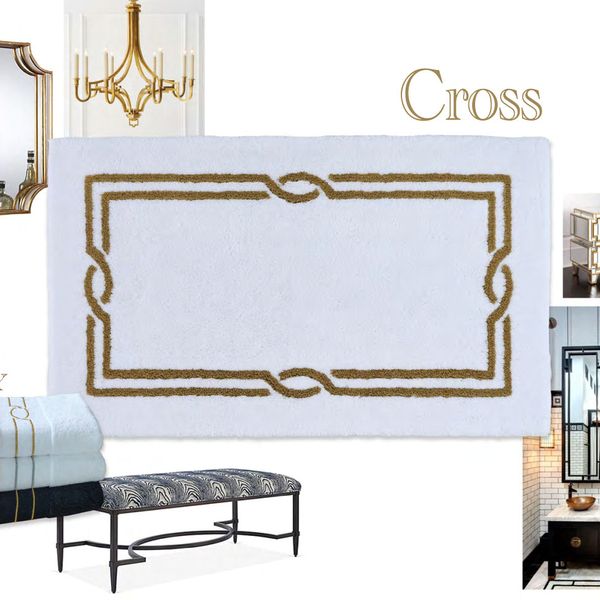 Abyss & Habidecor Luxusní koupelnová předložka | Cross, Rozměr 60x100cm, Barva 800 - Bílá/zlatá
