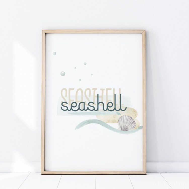 Plagát Ocean - Nápis Seashell P395