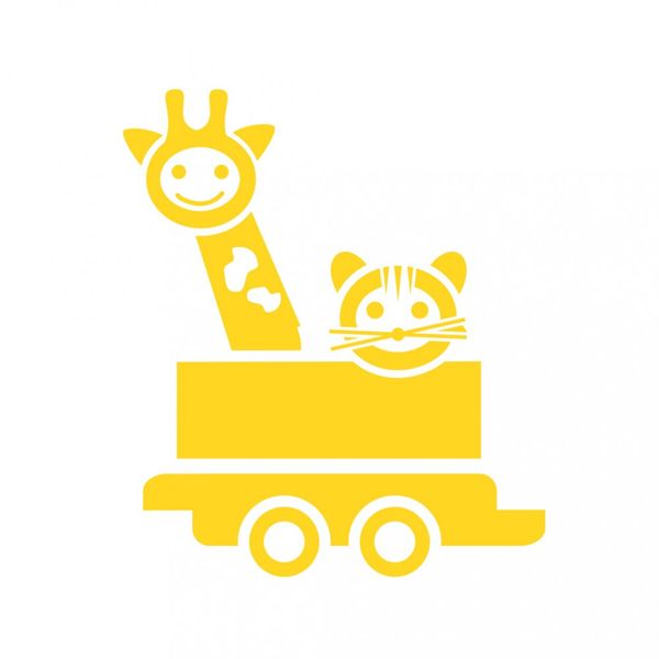 Pieris design Vagón so žirafou a tigrom - nálepka na stenu azúrová