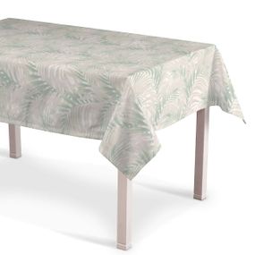 Dekoria Obrus na stôl obdĺžnikový, mätovo sivé listy palmy na bielom pozadí, 130 × 280 cm, Gardenia, 142-15