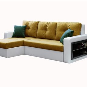 Furniture Sobczak Rohová sedacia súprava Forte s odkladacou poličkou - Žlutá - Levá