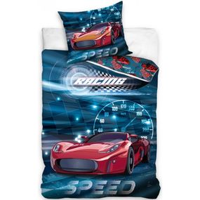 Carbotex · Bavlnené posteľné obliečky Racing Speed - 100% bavlna - 70 x 90 cm + 140 x 200 cm