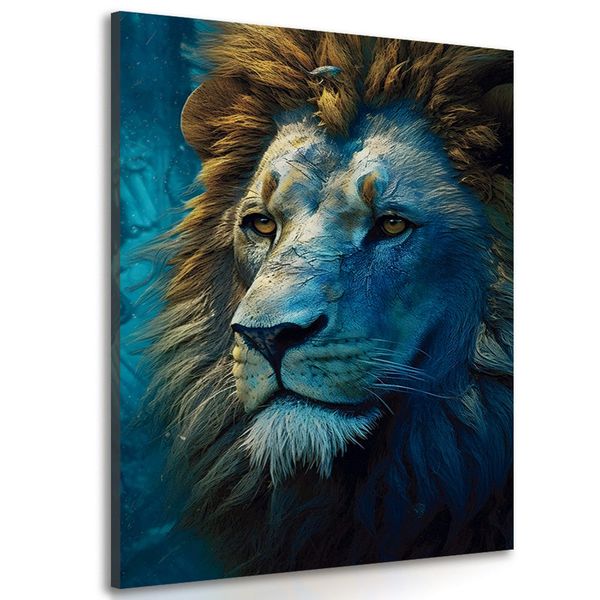 Obraz modro-zlatý lev - 80x120