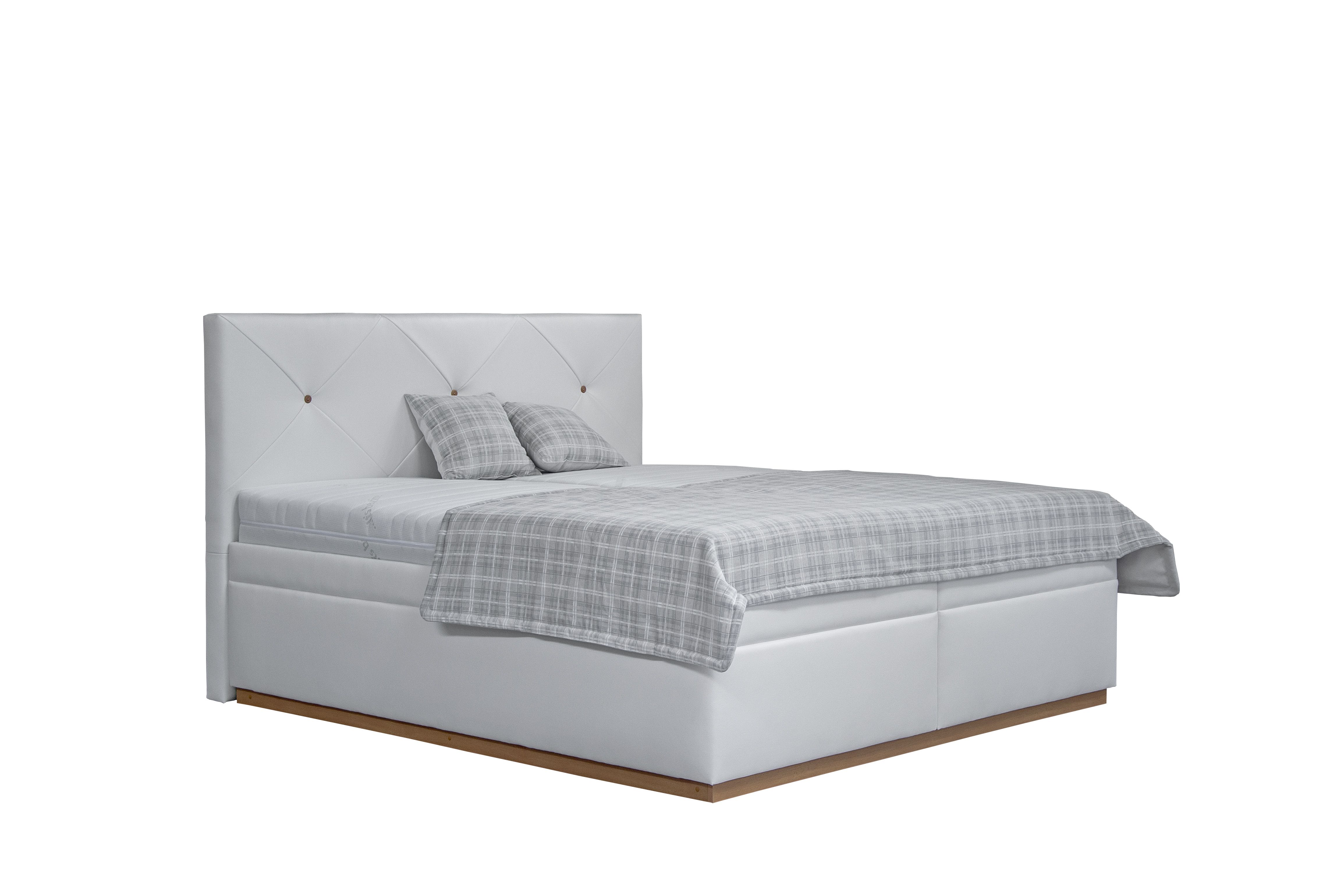 Manželská posteľ 180 cm Blanár Dalia (biela) (s roštami a matracmi Ivana De Luxe)