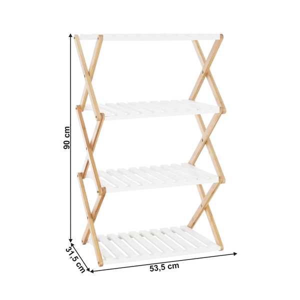 4-poličkový regál, prírodný bambus/biela, PEORIA TYP 3