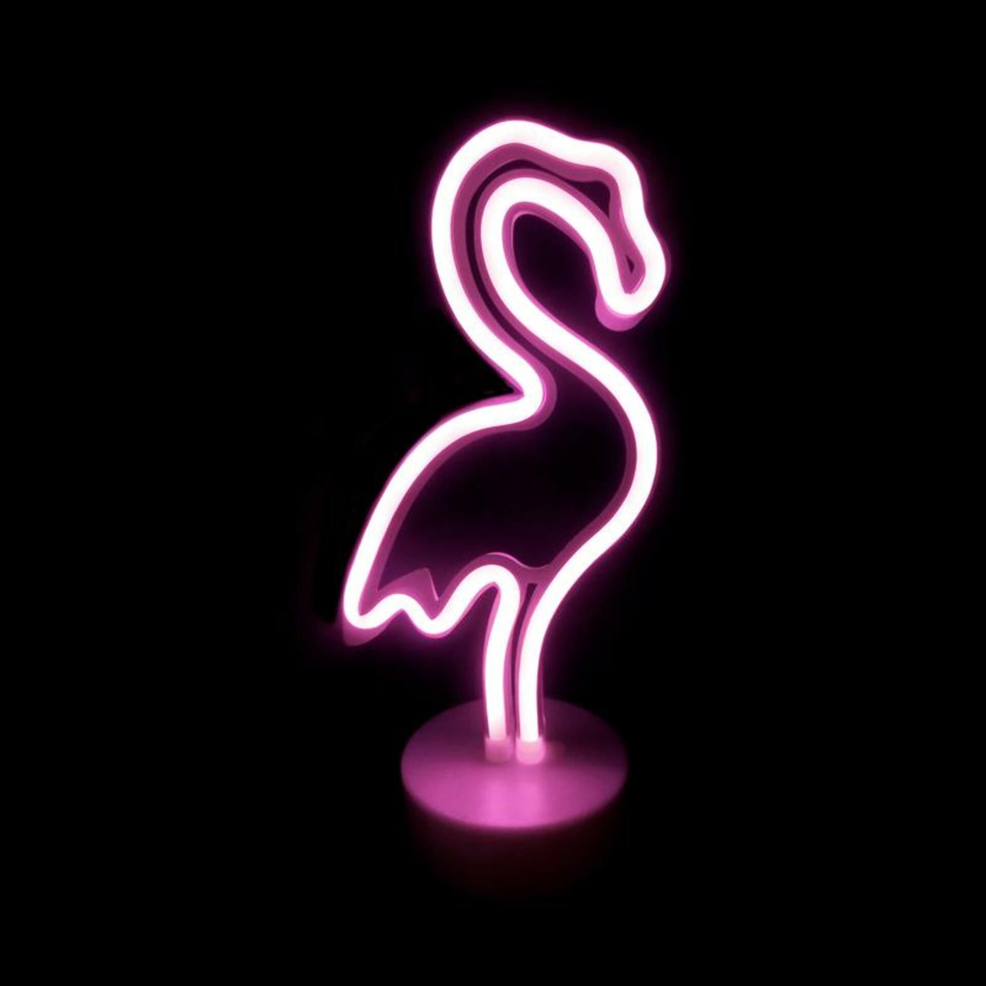 ACA Lighting FLAMINGO, 49 neonová LED lampička na baterie (3xAA)/USB, růžová, IP20, 16x10x28.5cm X04497314