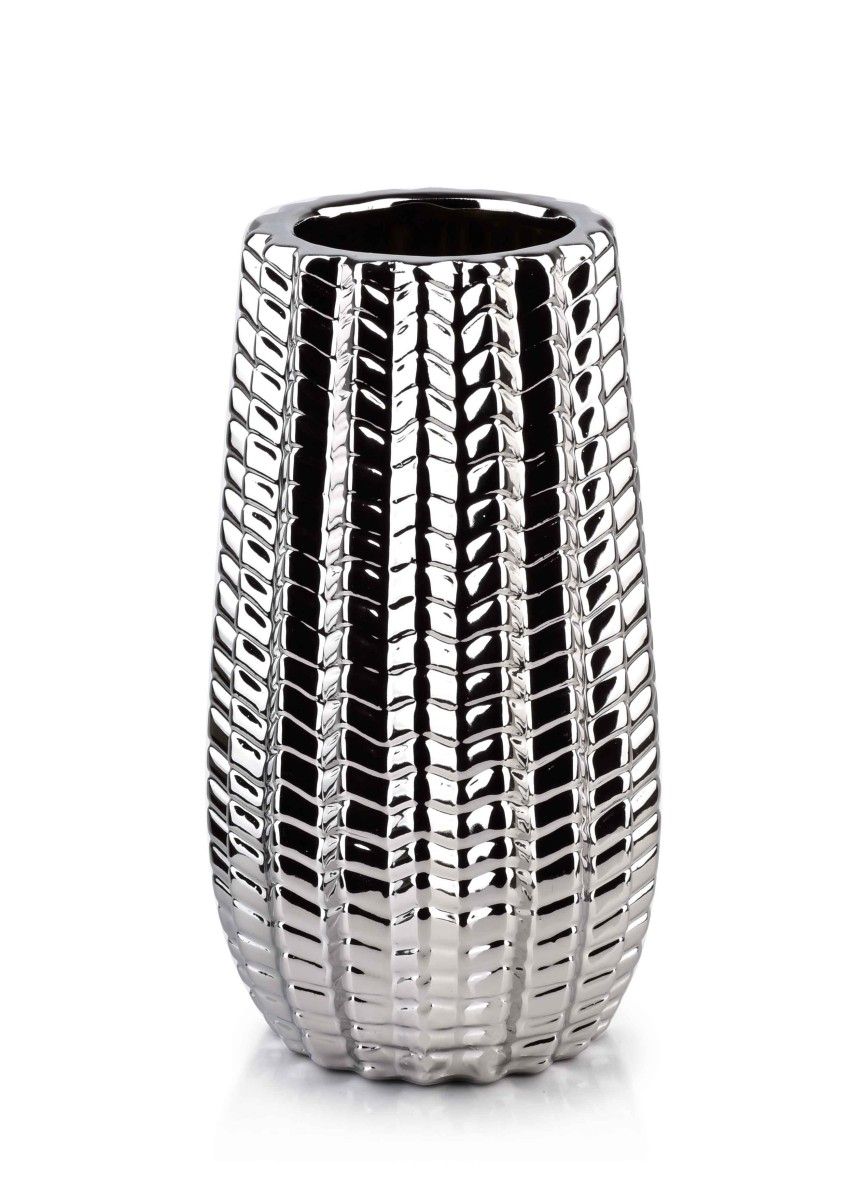 Keramická váza CACTUS 21 cm strieborná