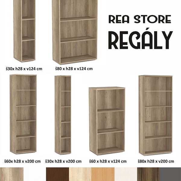 Policový regál rea store 80x124cm - dub bardolino