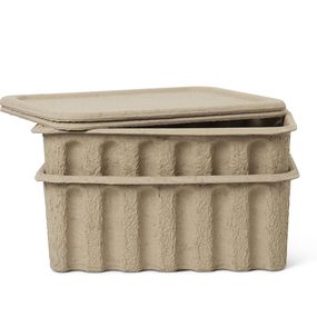 ferm LIVING Úložný box s vekom Paper Pulp Large - set 2 ks