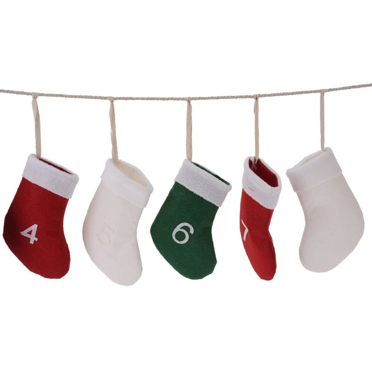 Adventný kalendár girlanda Vianočné ponožky, 220 cm