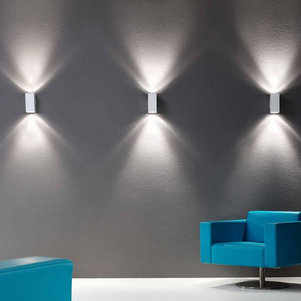 Milan Iluminación Dau Double – nástenná lampa biela, Obývacia izba / jedáleň, hliník, GU10, 75W, L: 8 cm, K: 17.4cm