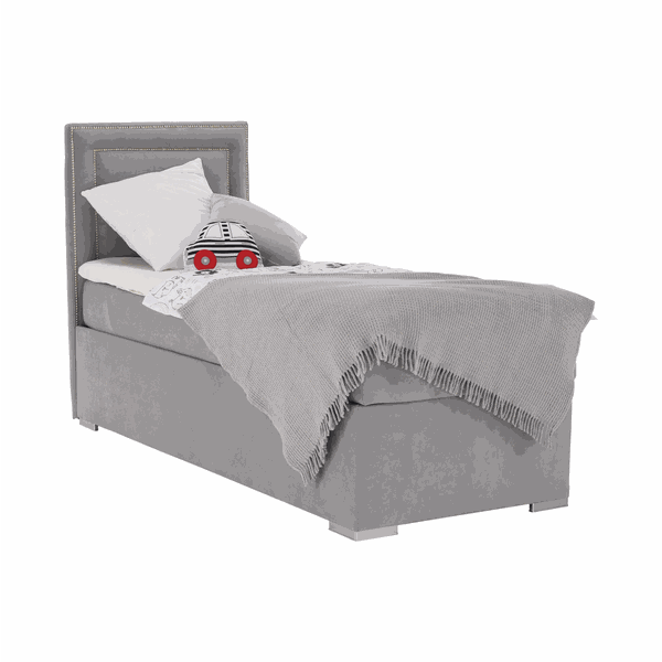 Boxspringová posteľ, jednolôžko, svetlosivá, 80x200, ľavá, BILY