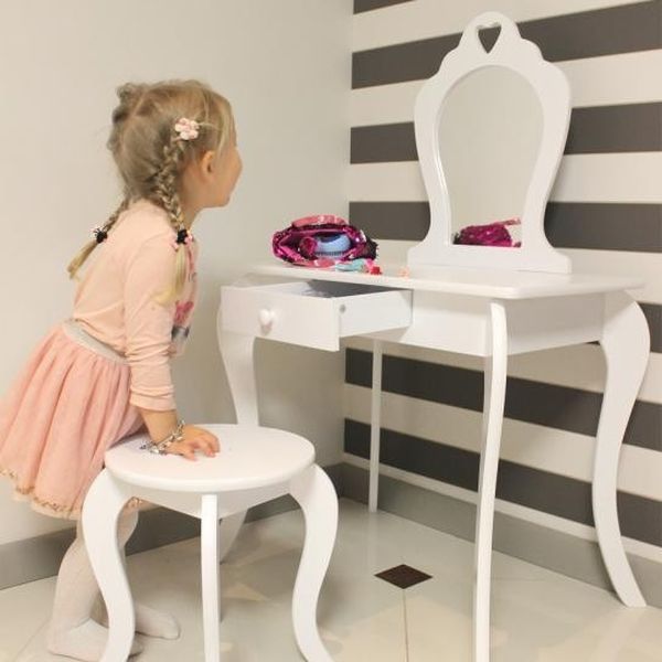 DomTextilu Moderný detský toaletný stolík v bielej farbe 29325 Biela