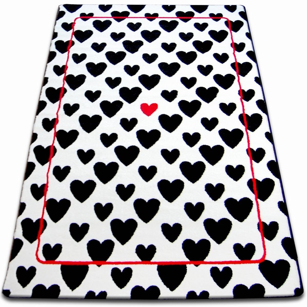 Kusový koberec SKETCH SEAN biely / čierny - srdce