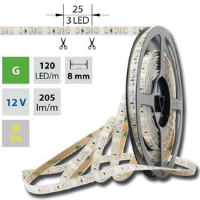 Schmachtl McLED LED pásek SMD3528 zelená, DC12V, IP54, 10mm, bílý PCB pásek, 120 led/metr 121.235.10.0