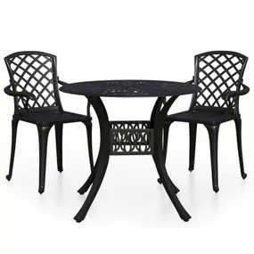 Záhradný bistro set 3 ks liaty hliník Dekorhome Čierna