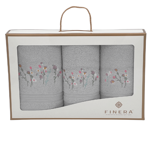 Soft Cotton Osuška a uteráky GARDENIA v darčekovom balení Sivá Sada (uterák 30x50cm, 50x100cm, osuška 70x140cm)