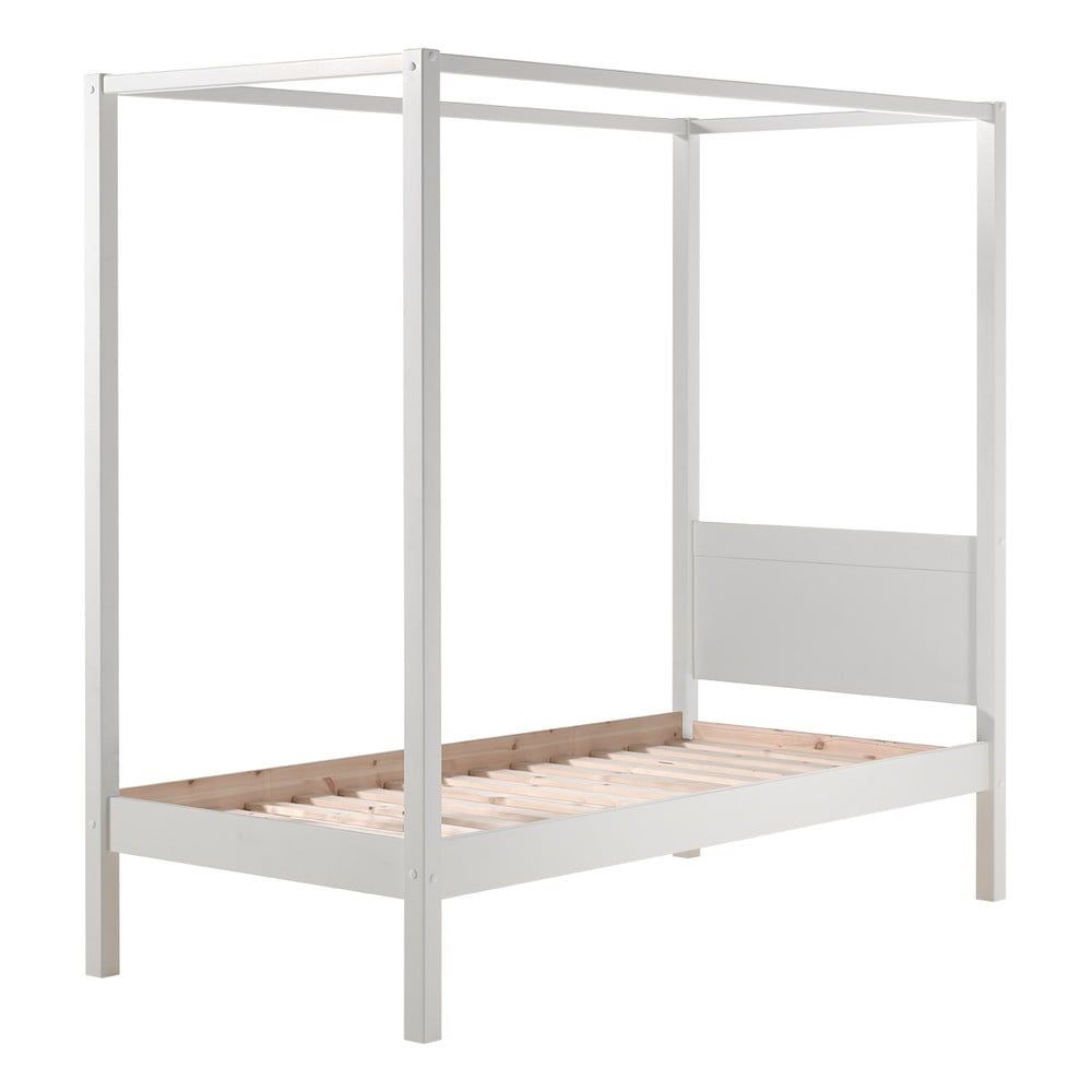 Biela detská posteľ Vipack Pino Canopy, 90 × 200 cm