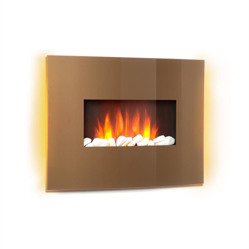 Klarstein Curved Copper L&F, elektrický krb, 1000/2000 W, zaoblený sklenený panel, diaľkový ovládač, meď