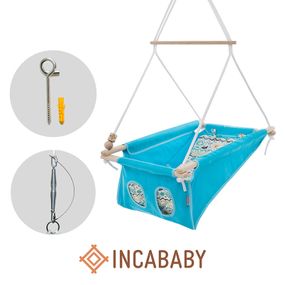 INCABABY Hojdačka detská Babyswing 0m + Grey Stars FW + pružina + hák do hojdačky