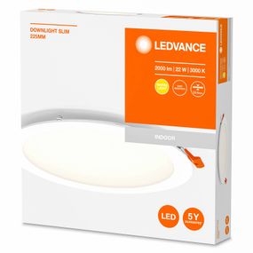 LEDVANCE Recess Slim zapustené LED Ø 22 cm 3 000 K, Chodba, plast, 22W