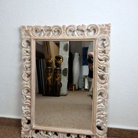 Zrkadlo  LUGAR hnedá natural,exotické drevo, ručná práca, 80x60 cm