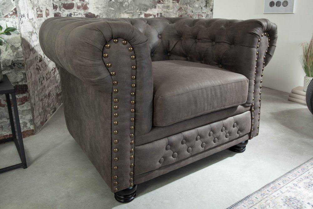 Chesterfield kreslo MIDAS Dekorhome Sivohnedá taupe