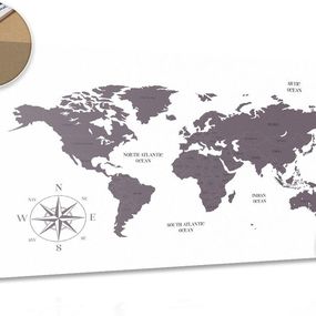 Obraz na korku decentná mapa sveta v hnedom prevedení