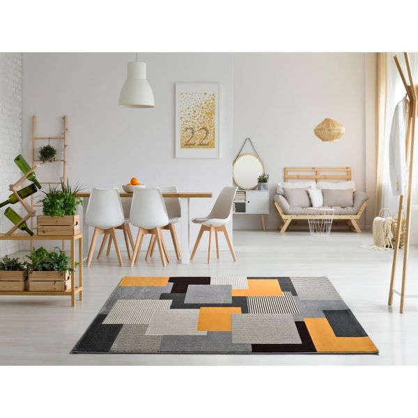 Sivo-oranžový koberec Universal Leo Square, 160 x 230 cm