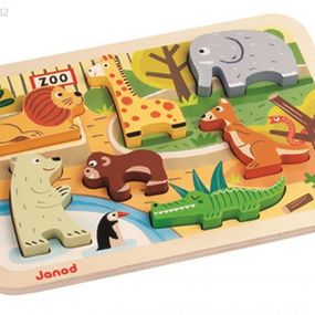 Janod Drevené vkladacie puzzle pre najmenších ZOO Chunky