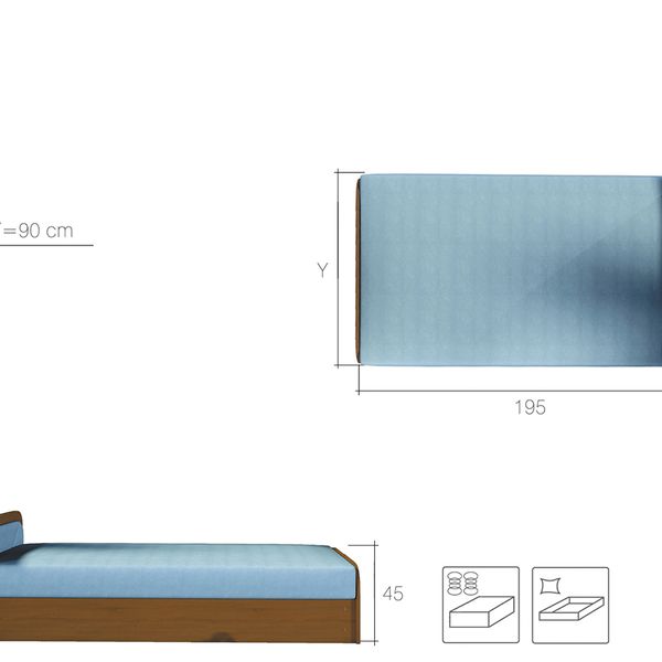 Jednolôžková posteľ (váľanda) s úložným priestorom Pinerolo 80 L - hnedá