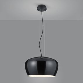 Helestra Veda závesná lampa opálové sklo, čierna, Obývacia izba / jedáleň, hliník, satinované opálové sklo, E27, 60W, K: 23.5cm