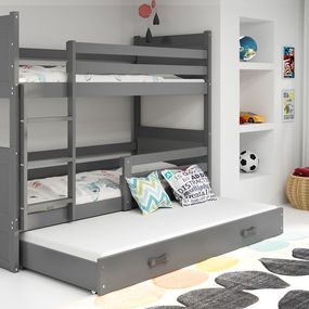 Poschodová posteľ s prístelkou RICO 3 - 190x80cm - Grafitový - Grafitový